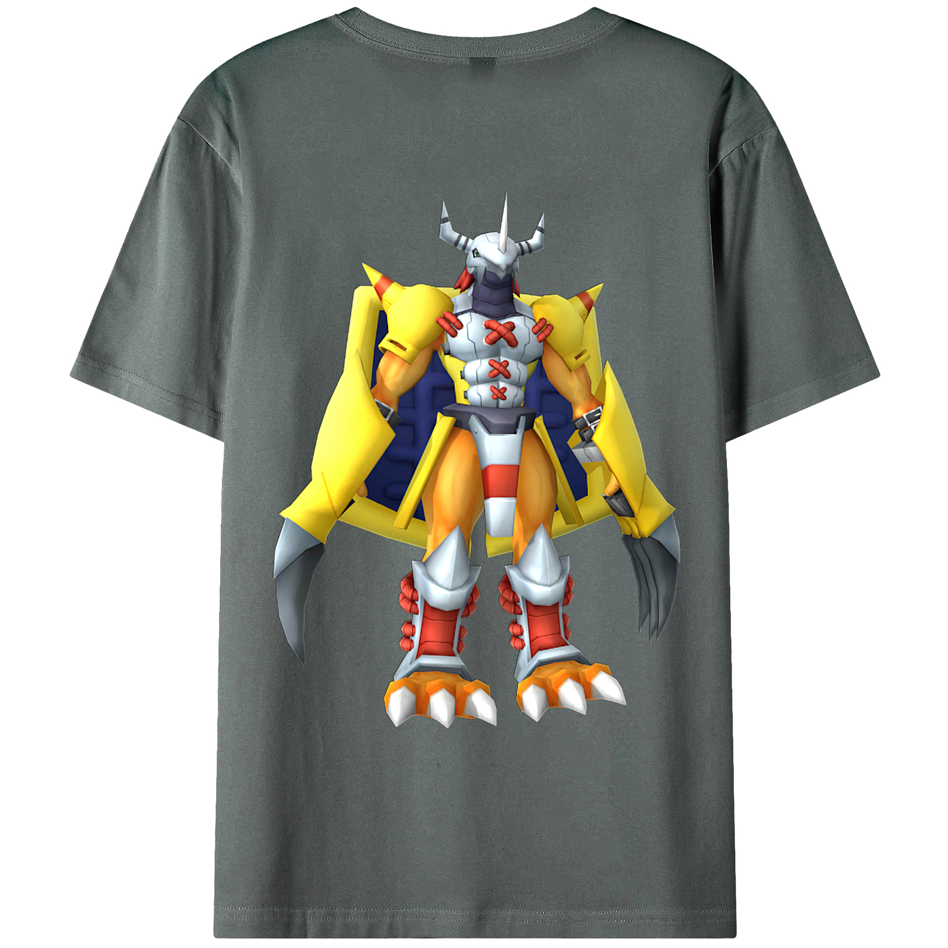 （画像用） Digimon デジタルモンスター/デジモン 綿100％ メンズ半袖Tシャツ（バックプリント） 通気性